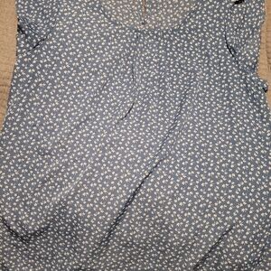 Blue Floral Sleeveless Blouse